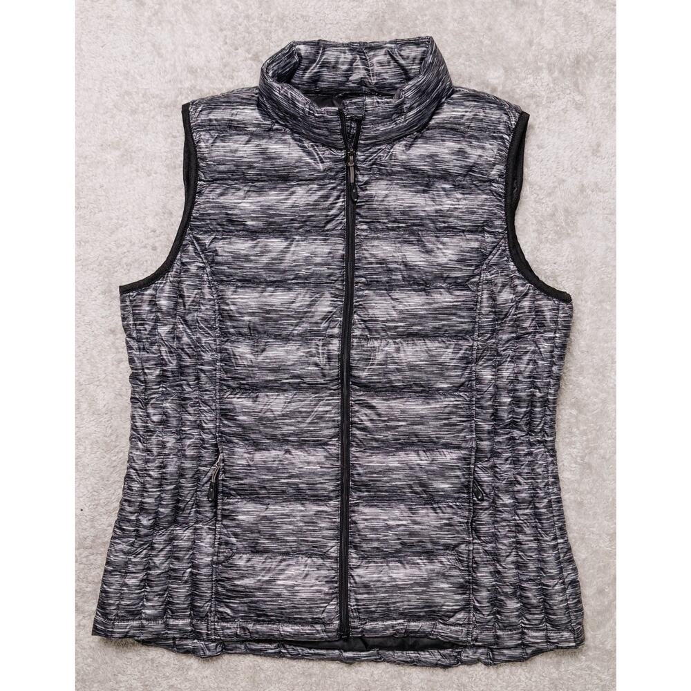 32 Degrees Heat Weatherproof Packable Down Vest Black White Womens Size L